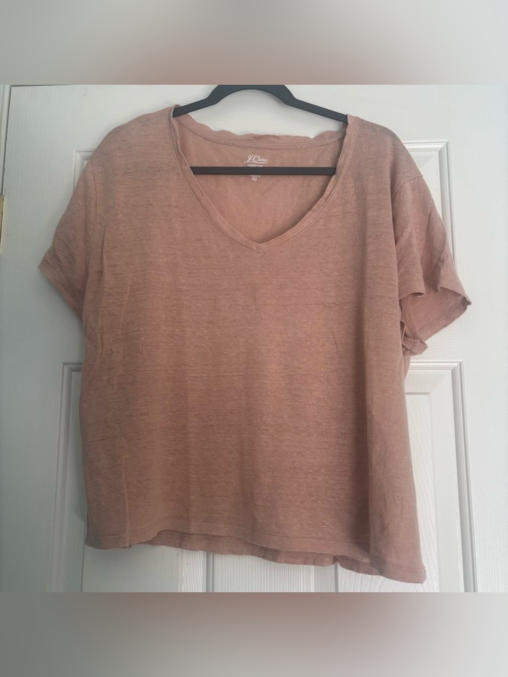 J.Crew Women’s Linen Knit V-Neck Short Sleeve T-Shirt Pink Size XL